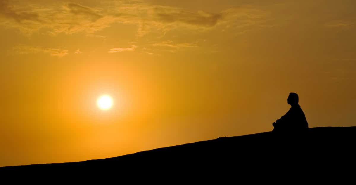 meditation under sunset